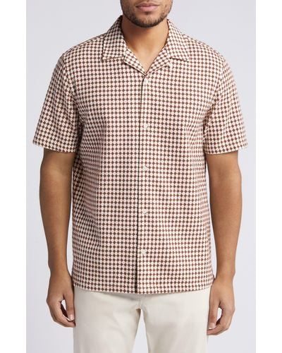 Ted Baker Oise Textured Cotton Camp Shirt - Brown