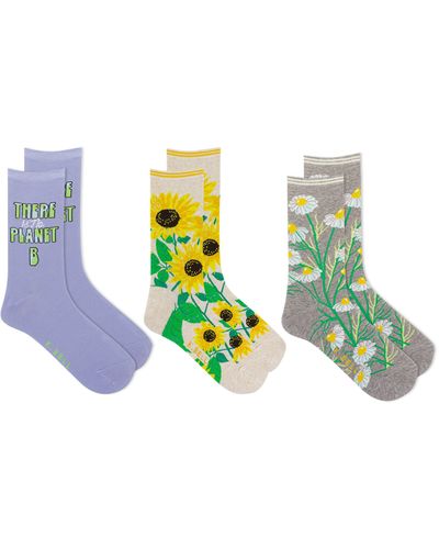 K Bell Socks Assorted 3-pack Floral Earth Crew Socks - Multicolor