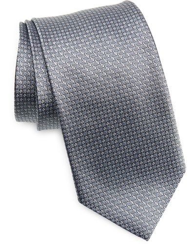 David Donahue Neat Silk Tie - Gray
