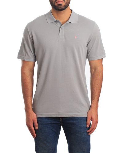 Jared Lang Lightning Bolt Embroidered Polo - Gray