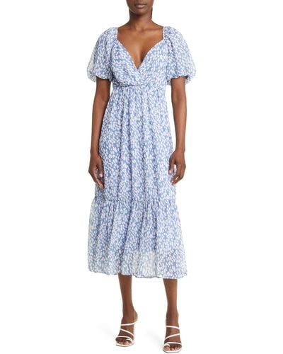 Fraiche By J Tiered Midi Dress At Nordstrom - Blue