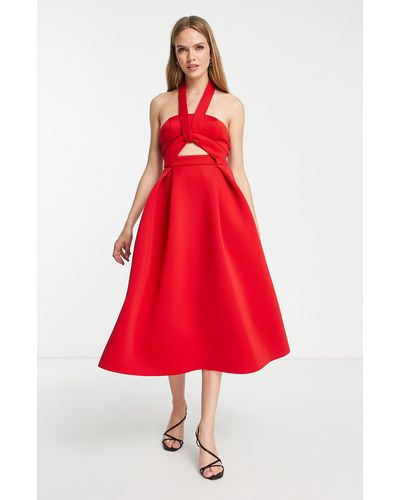 ASOS Cutout Halter Neck Cocktail Dress - Red