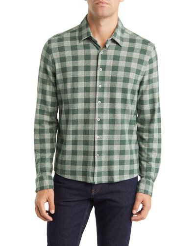 Stone Rose Dry Touch® Performance Buffalo Check Fleece Button-up Shirt - Green