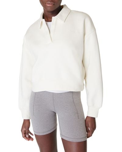 Sweaty Betty Powerhouse Collared Crop Sweatshirt - White