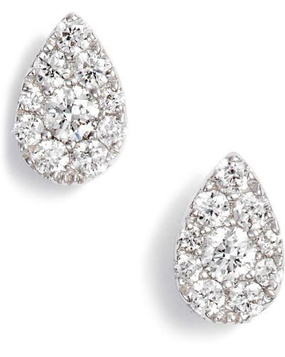 Bony Levy Diamond Pavé Pear Stud Earrings - White