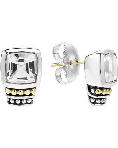 Lagos Caviar Color Semiprecious Stone Stud Earrings - White