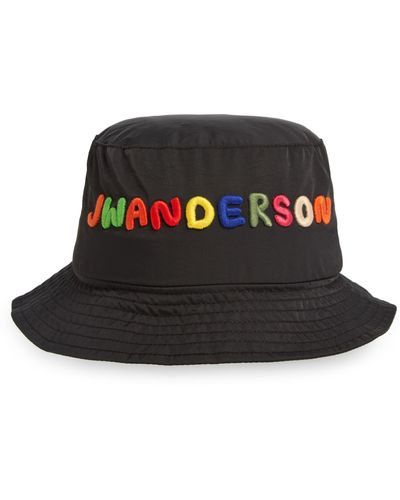 JW Anderson Logo Embroidered Bucket Hat - Black