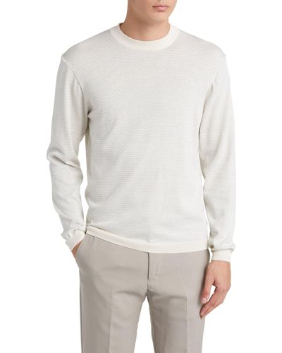 Jack Victor Bartholomew Geo Pattern Cotton & Silk Crewneck Sweater - White