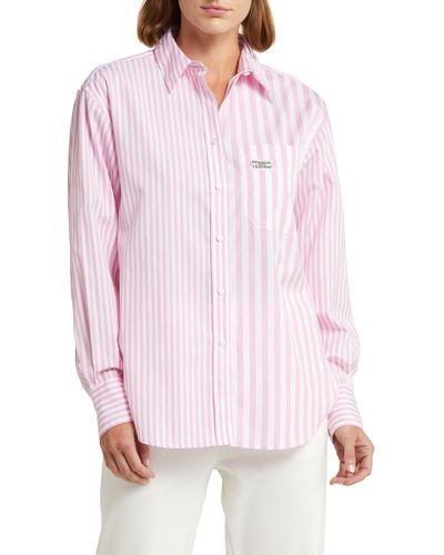 Lacoste X Bandier Mix Stripe Cotton Button-up Shirt - Pink