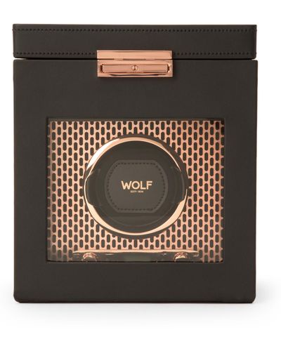 Wolf Axis Single Watch Winder & Case - Black