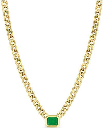Zoe Chicco 14k Gold Emerald Pendant Necklace - Metallic