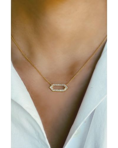 Sethi Couture Silhouette Diamond Hexagon Pendant Necklace - Natural