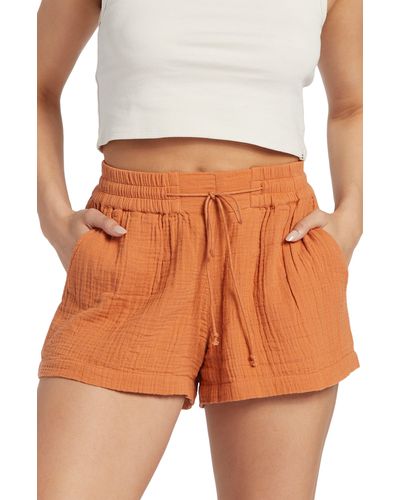 Billabong Cotton Gauze Cover-up Shorts - Orange