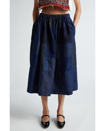 Tao Comme Des Garçons Patchwork Denim Midi Skirt - Blue