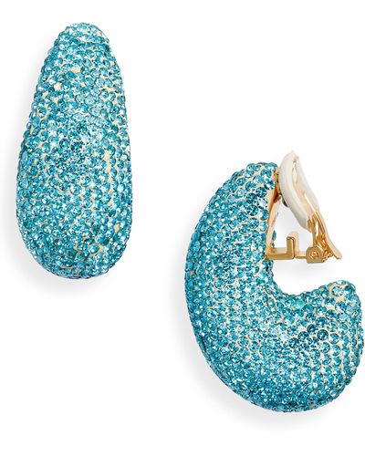 Lele Sadoughi Pavé Dome Clip-on Hoop Earrings - Blue