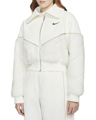 Nike Crop Mixed Media Jacket - White