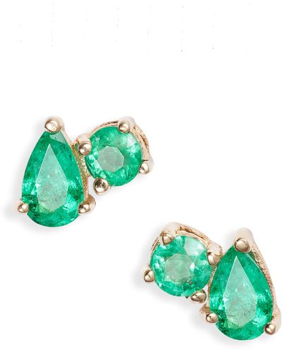 Anzie X Mel Soldera Jumelle Emerald Stud Earrings - Green
