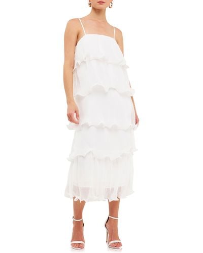 Endless Rose Ruffle Tiered Midi Dress - White