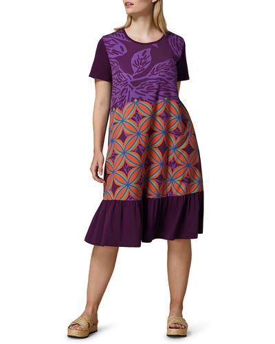 Marina Rinaldi Piroga Print Jersey Dress - Purple