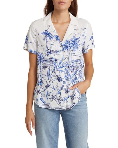 Tommy Bahama Sparkling Sea Talulla Silk Camp Shirt - Blue