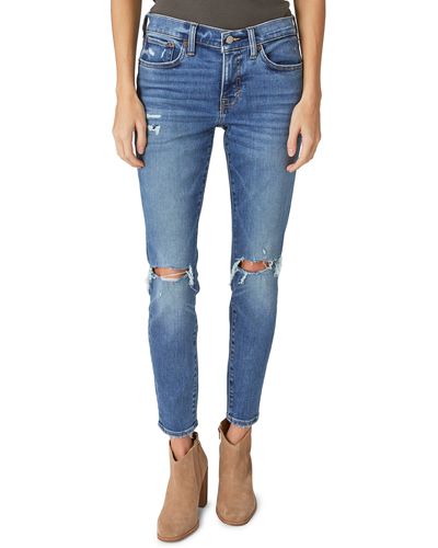 Lucky Brand Ava Ripped Mid Rise Skinny Jeans - Blue