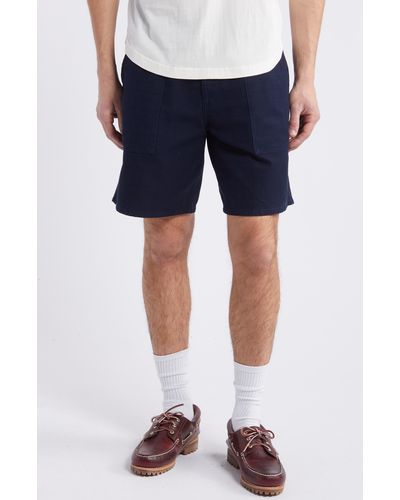 Forét Sienna Check Textured Organic Cotton Ripstop Shorts - Blue