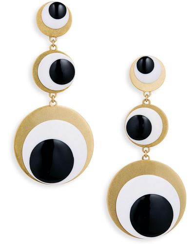 Area Enamel Eye Drop Earrings - Black