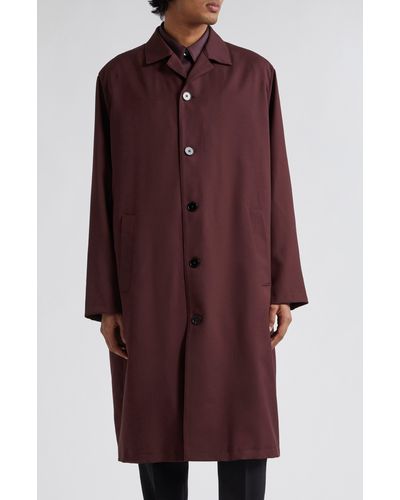 Jil Sander Oversize Longline Wool Coat - Purple