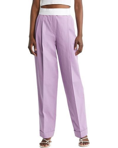 Nackiyé Nackiyè Gentlewoman Pleated High Waist Cotton Gabardine Pants - Purple