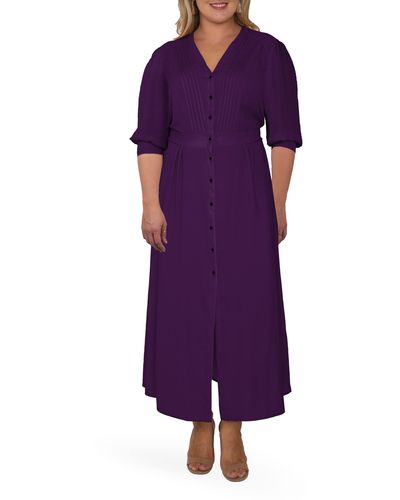Standards & Practices Romantic Pintuck Dress - Purple