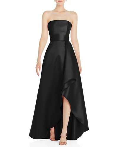 Alfred Sung Strapless Satin Gown - Black