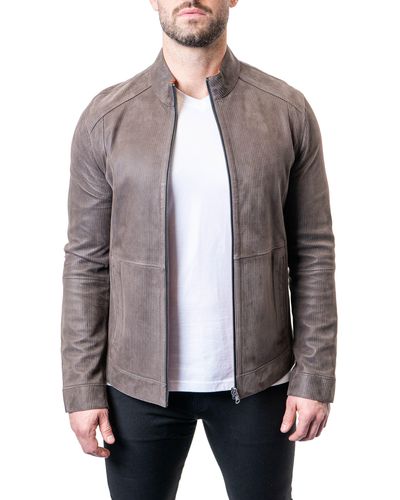 Maceoo Leather & Suede Reversible Jacket - Brown