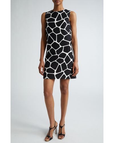 Michael Kors Giraffe Cotton & Silk Jacquard Shift Dress - Black