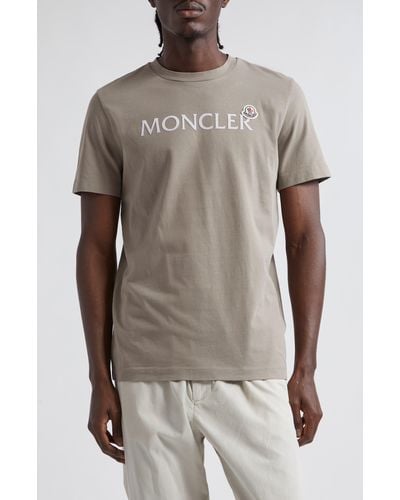 Moncler Logo Cotton Graphic T-shirt - Natural