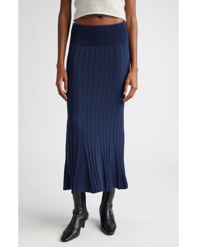 Paloma Wool Mauri Rib Flared Knit Maxi Skirt - Blue