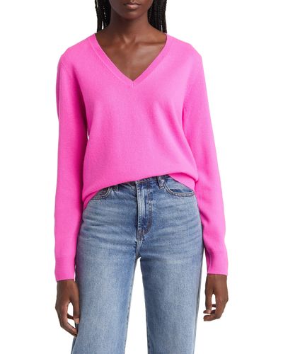 Nordstrom Cashmere V-neck Sweater - Pink