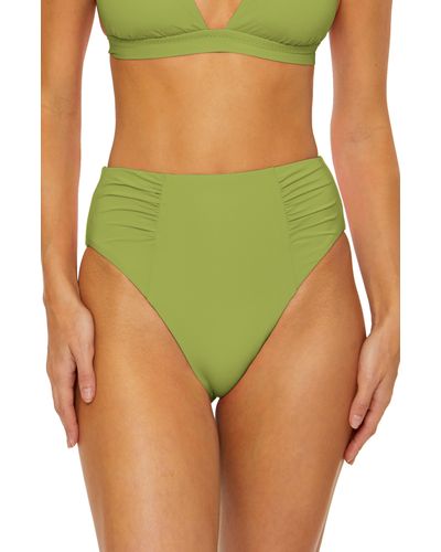 SOLUNA Ruched High Waist Bikini Bottoms - Green