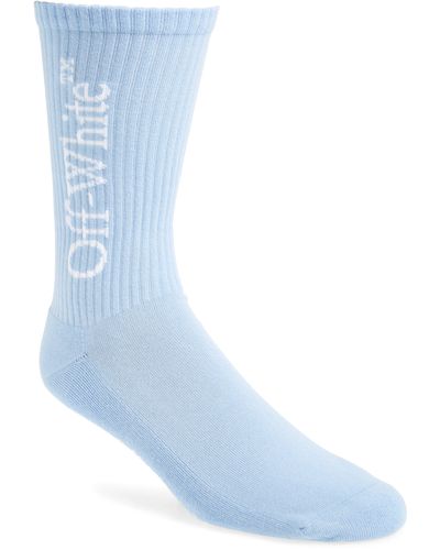 Off-White c/o Virgil Abloh Bookish Big Logo Cotton Mid Calf Socks - Blue