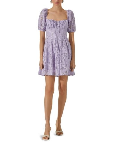 Astr Floral Lace Minidress - Purple