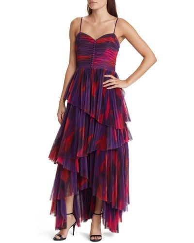 Hutch Akila Pleated Tiered Gown - Purple