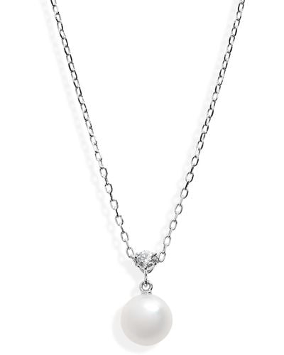 Mikimoto Classic Diamond & Akoya Pearl Pendant Necklace - Blue