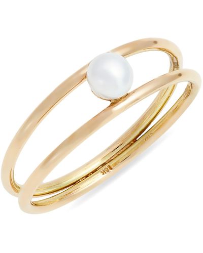 POPPY FINCH Cultured Pearl Double Band Ring - White