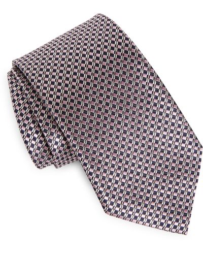Zegna Paglie Woven Mulberry Silk Tie - Pink