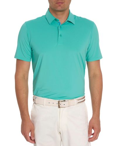 Robert Graham Axelsen Solid Short Sleeve Performance Golf Polo - Green
