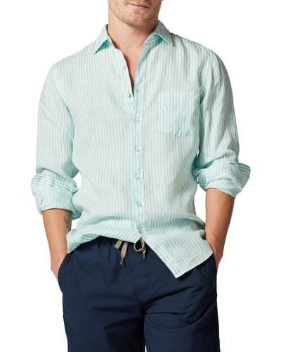 Rodd & Gunn Port Charles Stripe Linen Button-up Shirt - Green
