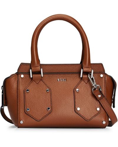 BOSS Small Ivy Leather Shoulder Bag - Brown