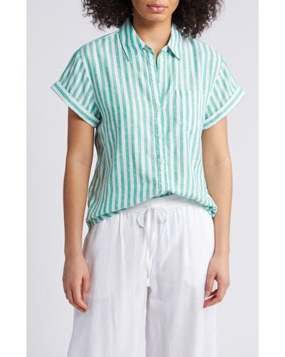 Caslon Caslon(r) Linen Blend Camp Shirt - Blue
