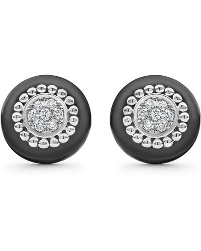 Lagos Caviar Diamond Pavé Stud Earrings At Nordstrom - Black