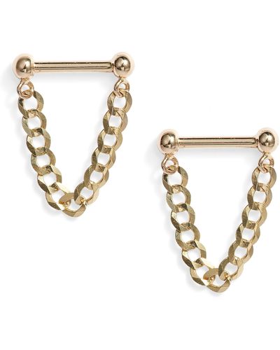 POPPY FINCH Baby Dumbbell Chain Earrings - Metallic