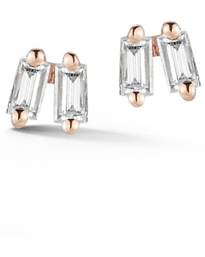 Dana Rebecca Dana Rebecca Sadie Double Baguette Diamond Stud Earrings - White